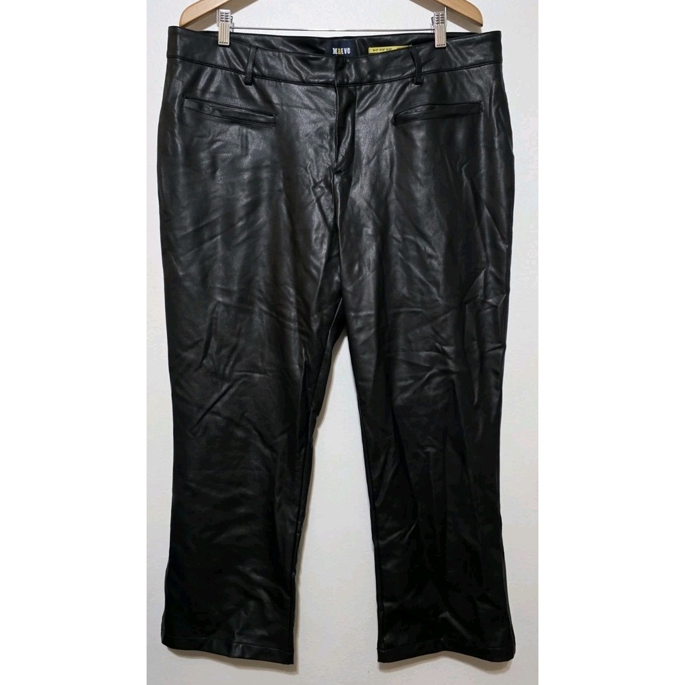 NWOT Anthropologie Maeve Black Faux Leather Wide Leg Crop Pants Sz 18W Party